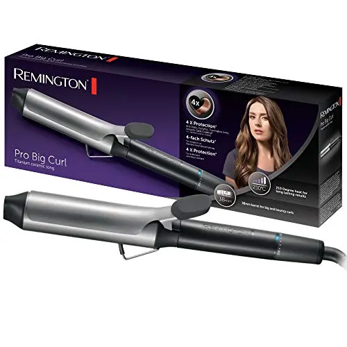 Remington Rizador de Pelo Pro Big Curl, Ondulador de Pelo con Pinza de 38 mm, Rizos Grandes y Ondas Suaves, Cerámica con Titanio, Turmalina, Protección y Brillo, 8 Temperaturas hasta 210°C, CI5538 Remington Rizador de Pelo Pro Big Curl, Ondulador de Pelo con Pinza de 38 mm, Rizos Grandes y Ondas Suaves, Cerámica con Titanio, Turmalina, Protección y Brillo, 8 Temperaturas hasta 210°C, CI5538