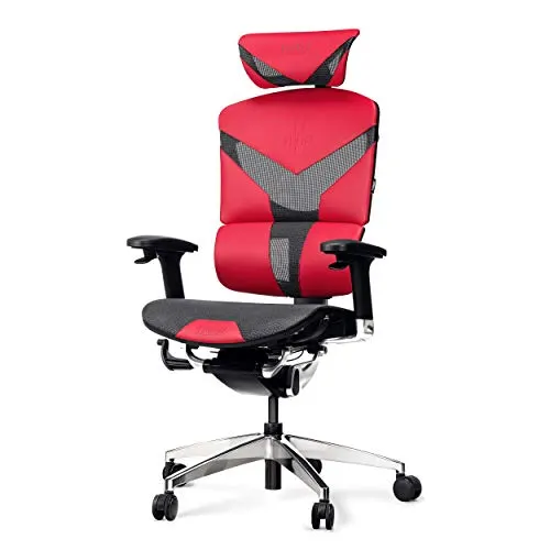 Diablo V-Dynamic Silla de Escritorio ergonómica Silla de Oficina apoyabrazos Ajustables Malla Cuero sintético Mecanismo de inclinación selección de Color (Carmesi) Diablo V-Dynamic Silla de Escritorio ergonómica Silla de Oficina apoyabrazos Ajustables Malla Cuero sintético Mecanismo de inclinación selección de Color (Carmesi)
